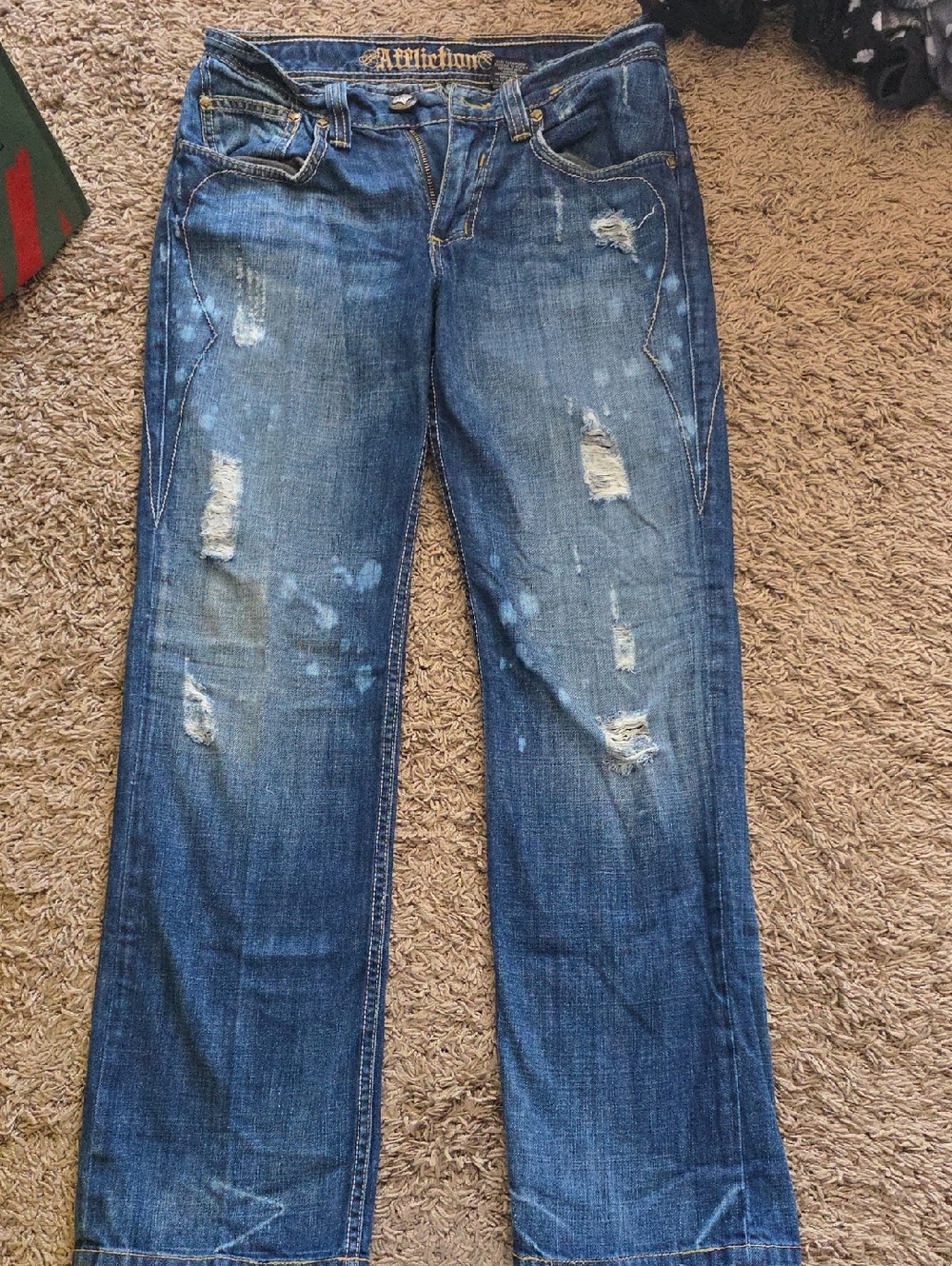 Affliction Blue Distressed Men's Denim Jeans